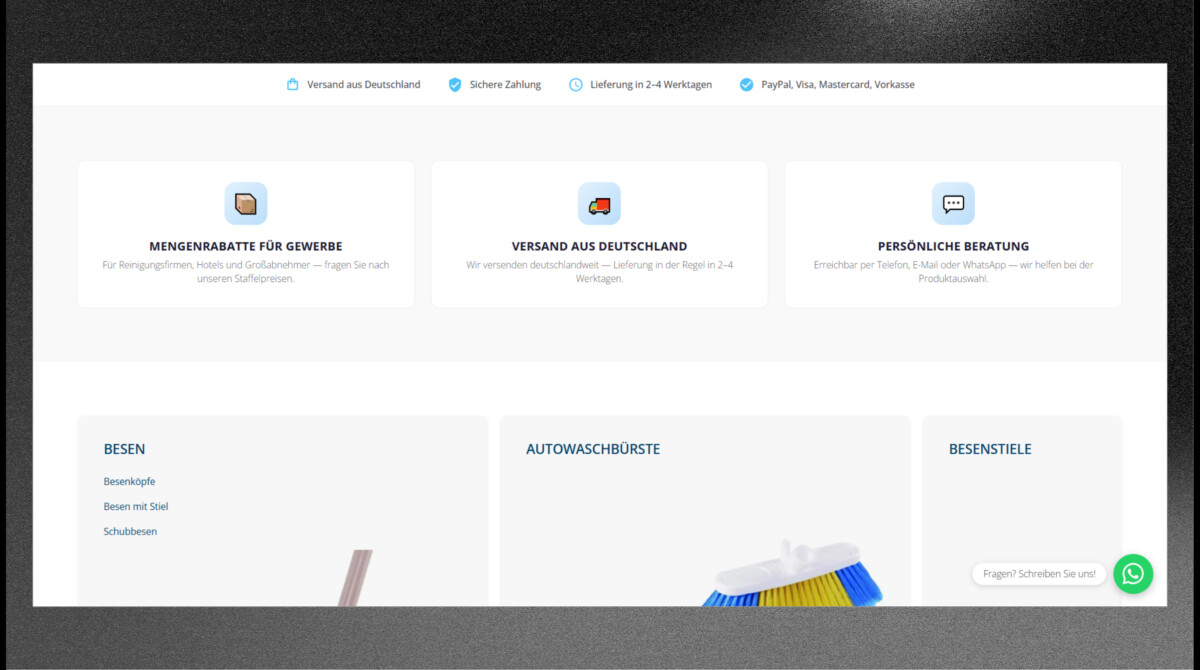 Блок переваг та категорій товарів інтернет-магазину «MixBazar»